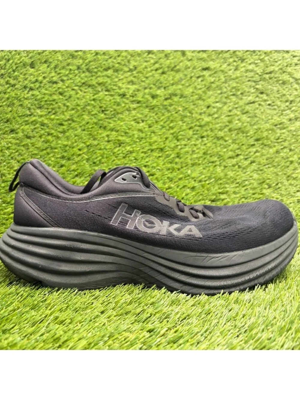 Hoka One One Bondi 8 Mens Size 10.5EE Black Athletic Running Shoes Sneakers
